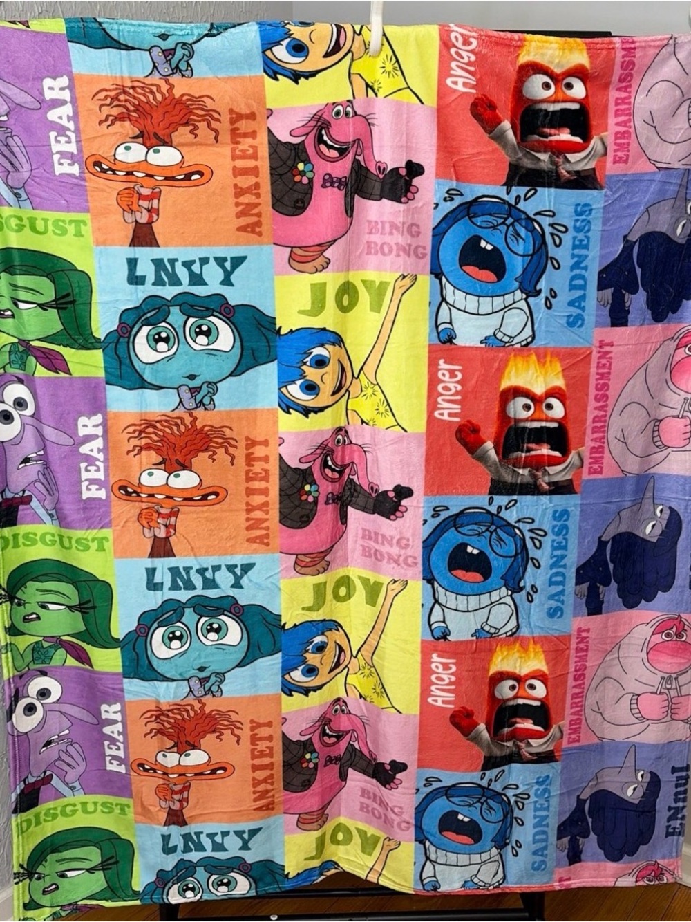 Inside Out Characters Patchwork Throw Blanket - Multicolor Joy Sadness Anger